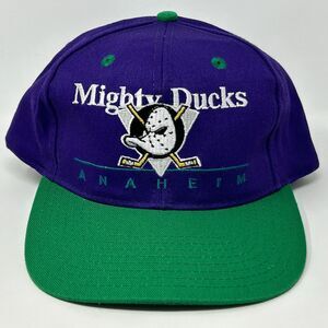 Vintage 90s Anaheim Mighty Ducks Hat Baseball Cap NHL Snapback Twins Purple